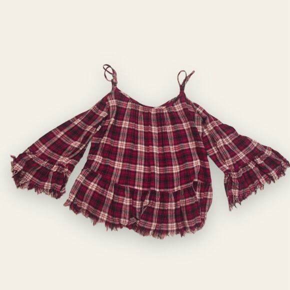 En Creme ASOS Punk Dark Academia Plaid Fringe Crop Top - Picture 1 of 9